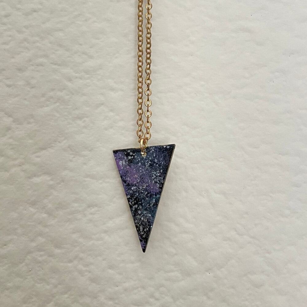 Hand Painted Galaxy Triangle Pendant Necklace